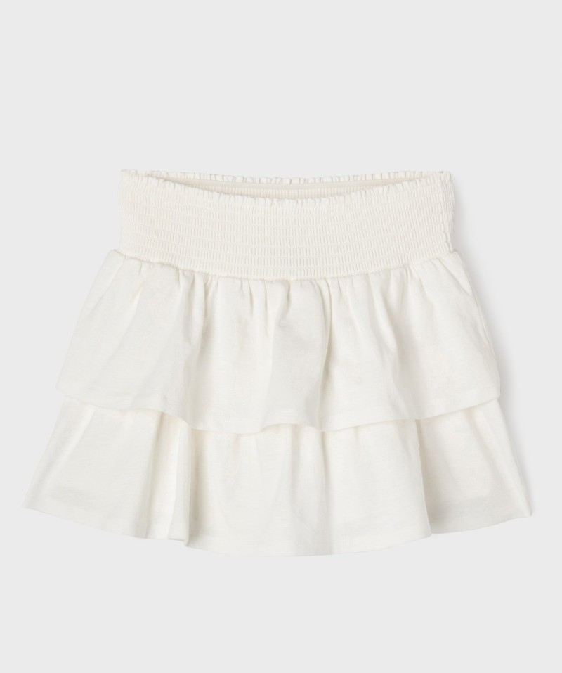 Jupe short à volants et taille à smocks fille